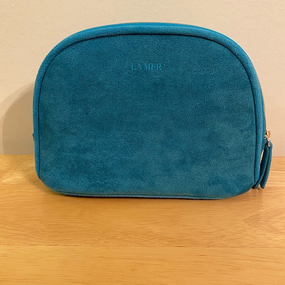 La Mer Handbags - La Mer Teal Faux Suede Cosmetic Bag